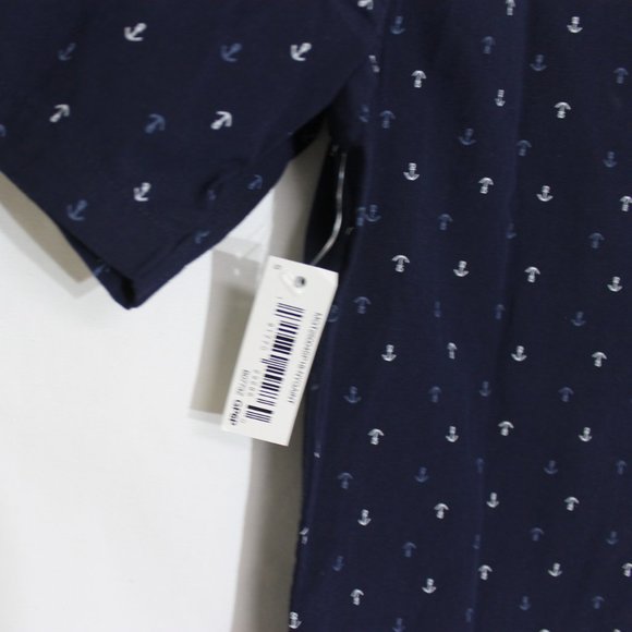 NWT GOODTHREADS Navy Blue Nautical Anchor Button Front Shirt Size Small S/S - Picture 9 of 10